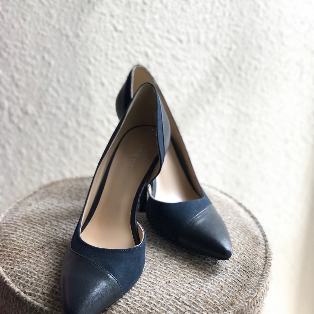 Nine west leather suede heeled pumps stilettos cut out (Size 9M) - Picture 5 of 6
